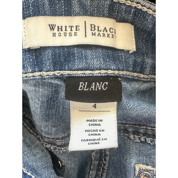White House Black Market “Blanc” Ankle Zip Skinny Jeans Size 4 Stretch Denim - Picture 4 of 6